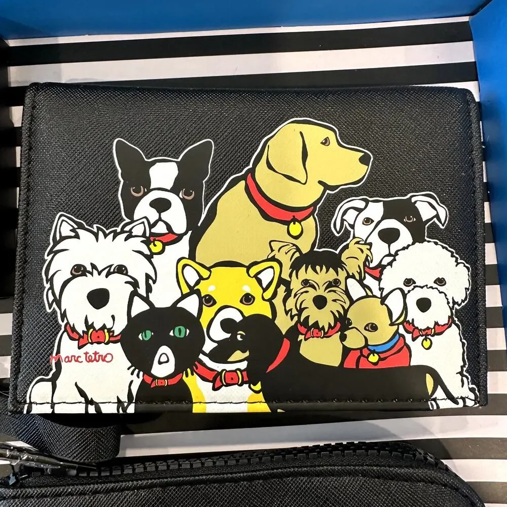 Marc Tetro Dog Set of 4 Set Coin Purse Passport Holder Luggage Tag Cardholder